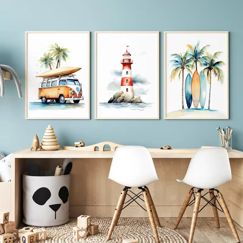 Baby Nursery Ocean Theme - Surf Ocean Themen Kindergarten Strand Leuchtturm