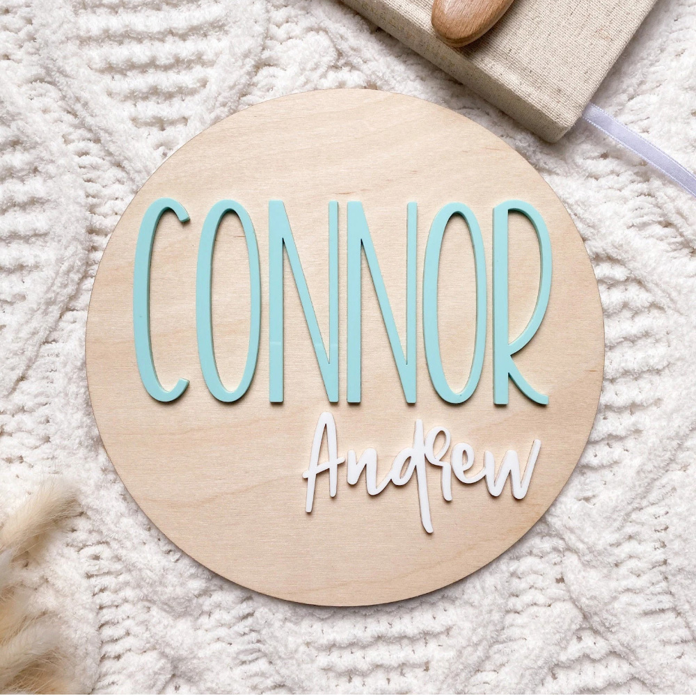 Baby Nursery - Personalisiertes Geburtsankündigungsschild – Babynamenschild aus Holz