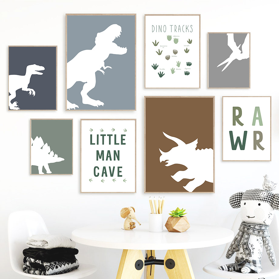 Baby Girl Nursery Quotes - (2D-Leinwandgemälde) Jurassic Dinosaurier Tyrannosaurus Rex Triceratops