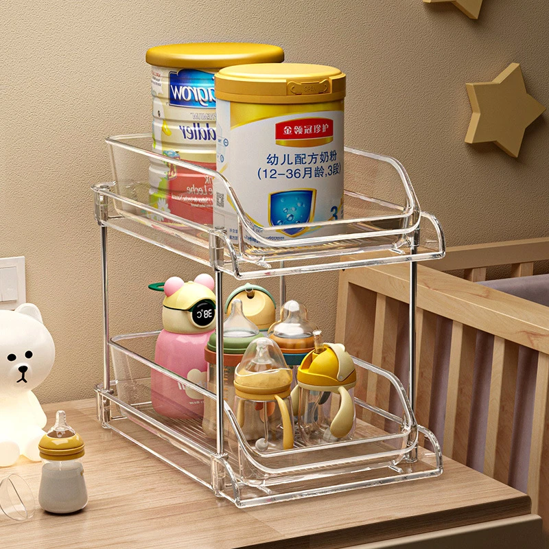 Baby Nursery Organizer - 2-stöckiger Transparenter Mehrzweck-Babyorganizer für Kinderzimmer, Bettseitig,
