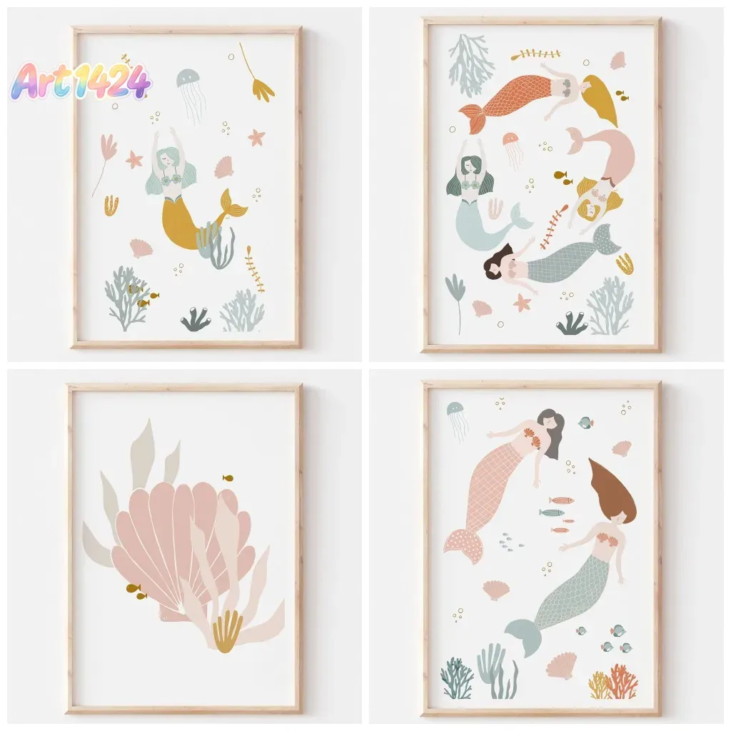 Baby Nursery Ocean Theme - Boho Kinderzimmer Ozean-Thema Rosa Muschel Druckbare