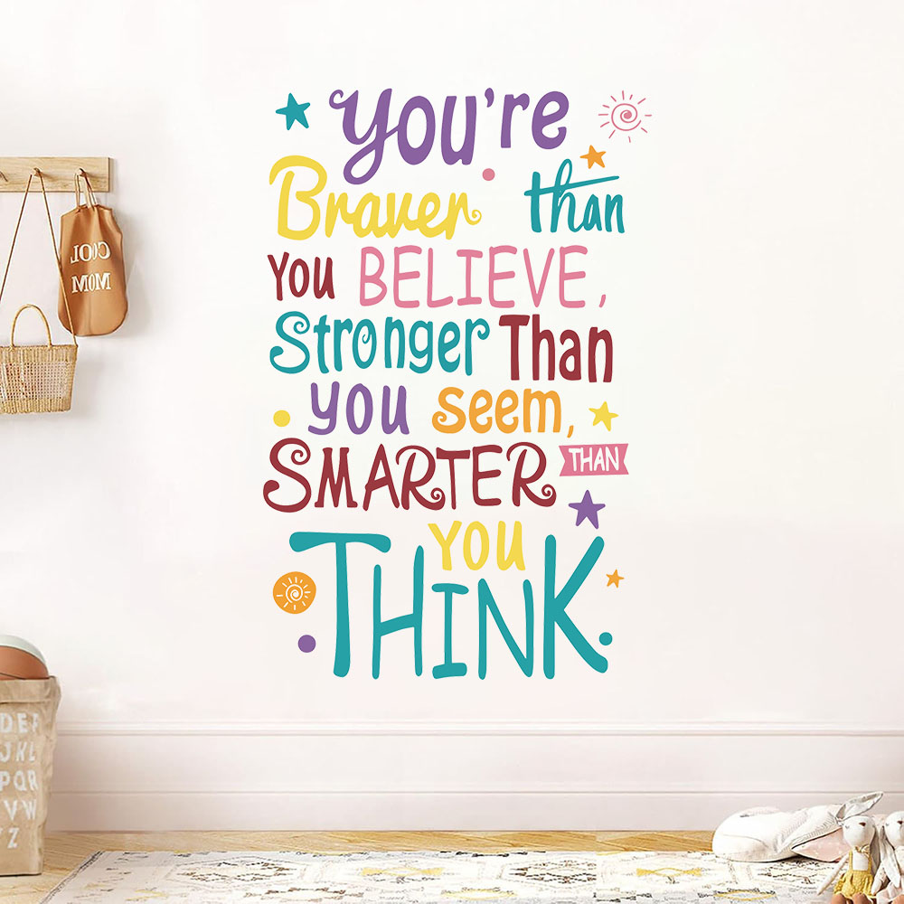 Baby Nursery Quotes - Wandaufkleber „You Are Brave Smart Stronger