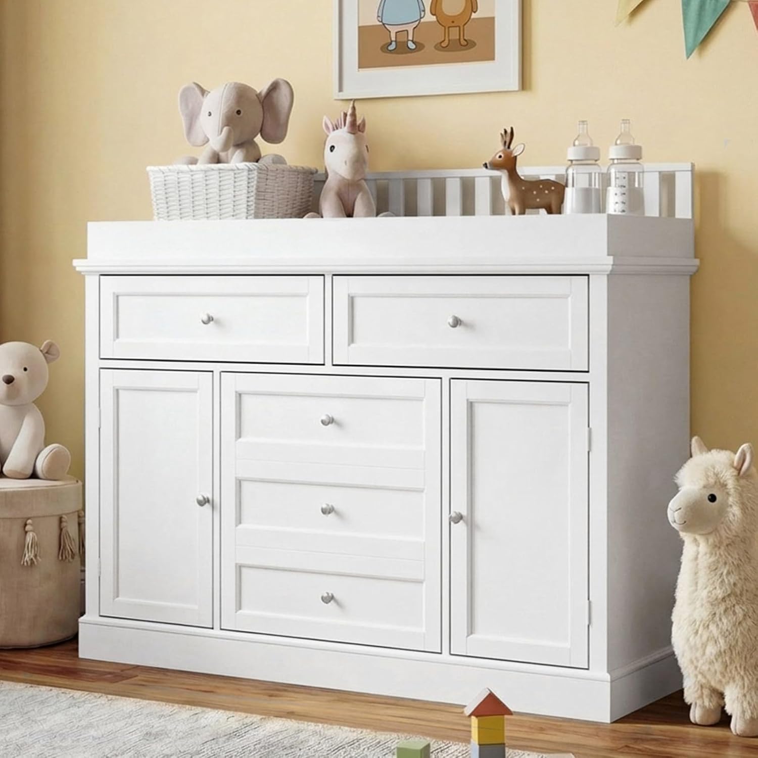 Baby Nursery Dresser Changing Table - 46-Zoll-Wickeltisch für das Kinderzimmer mit abnehmbarer