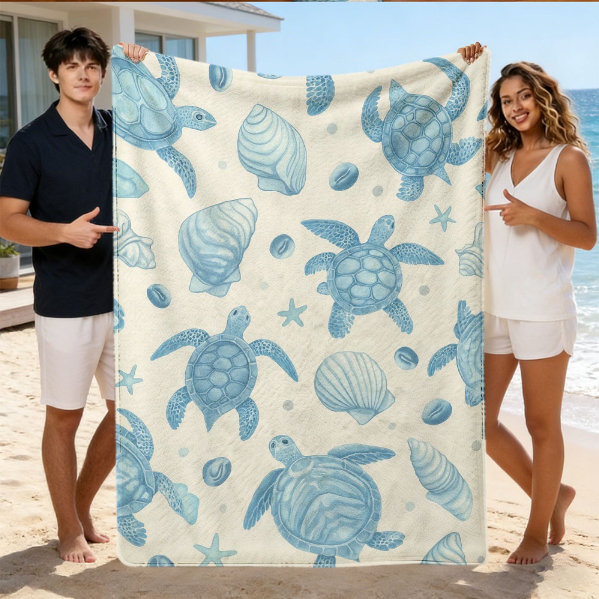 Baby Nursery Ocean Theme - Niedliche Stranddecke mit Meeresthema und Schildkrötenmotiv