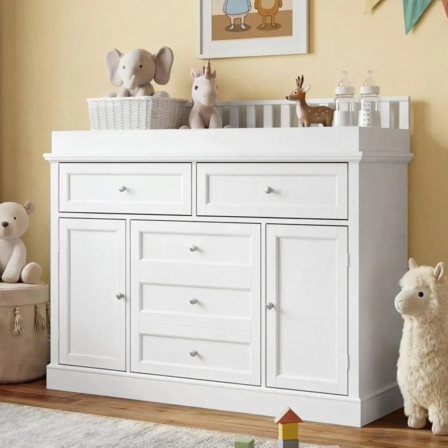 Baby Nursery Dresser Changing Table - 46 Baby-Kommode mit Wickelaufsatz Weiße Kommode