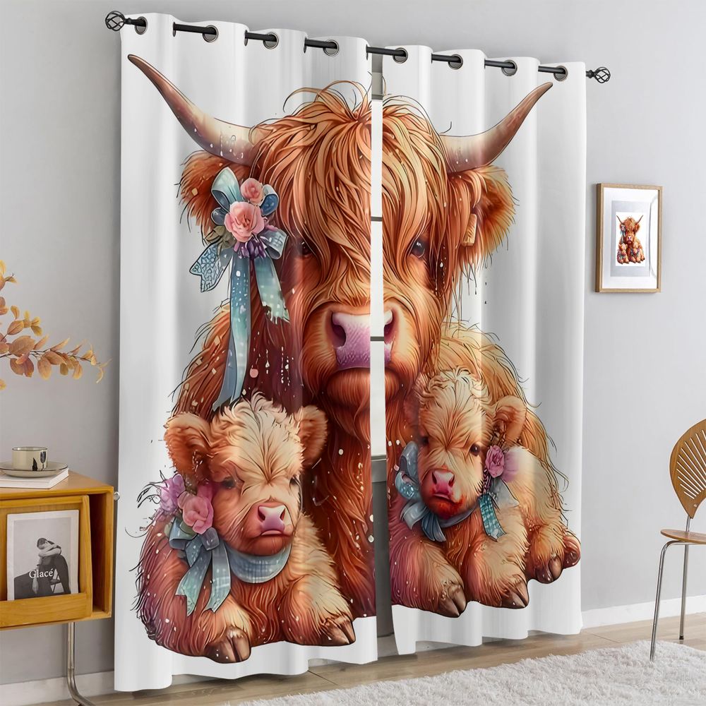 Baby Nursery Light Shade - Niedliche Vorhänge mit Highland-Kuh-Motiv, für Babys