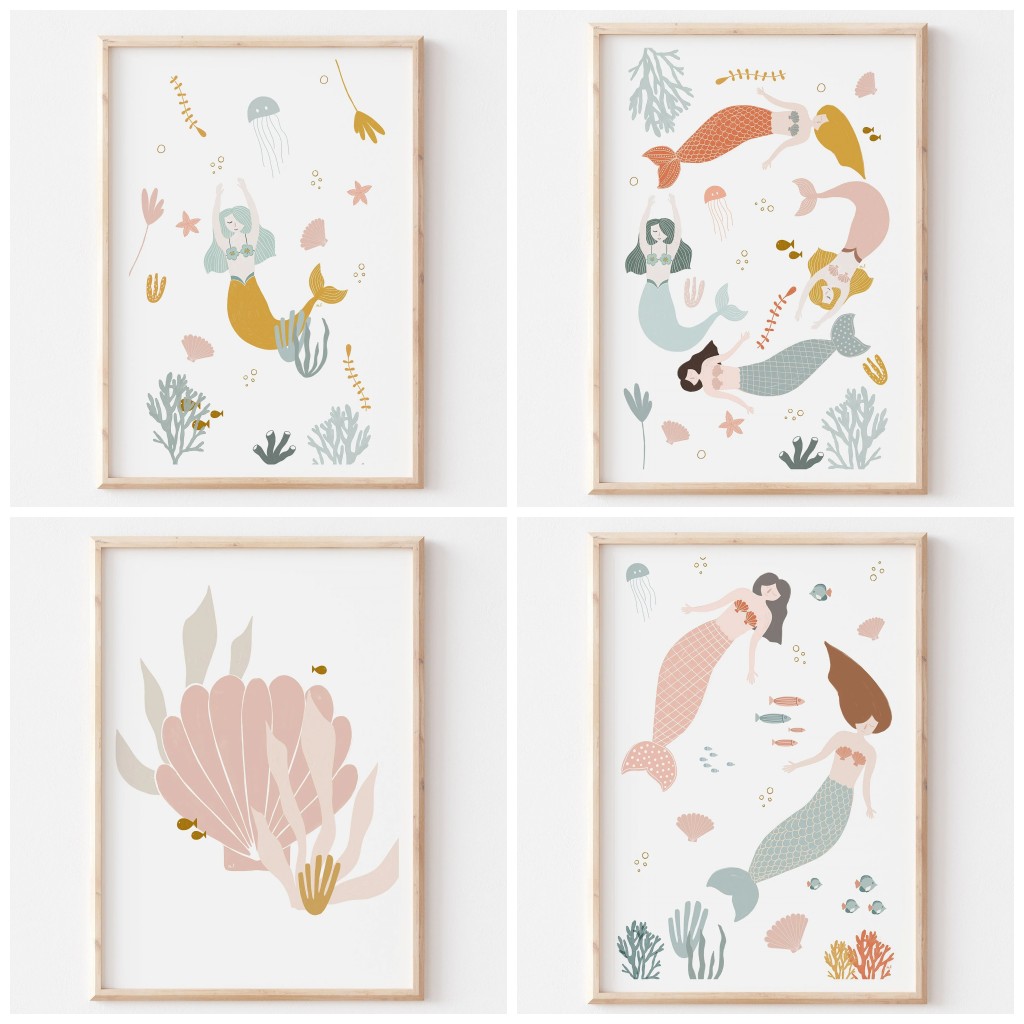 Baby Nursery Ocean Theme - Boho Kinderzimmer Ozean-Thema Rosa Muschel Druckbare