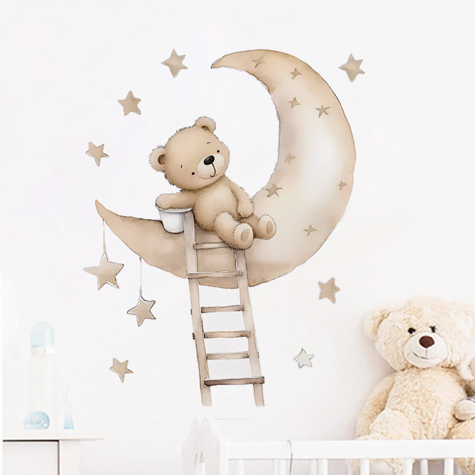 Süße Bär Stern Wolke Wandaufkl – Baby Girl Nursery Quotes Bewertung und Preis