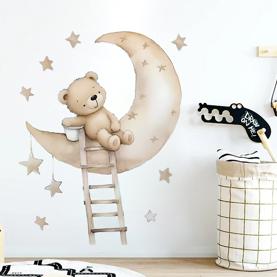 Süße Bär Stern Wolke Wandaufkl – Baby Girl Nursery Quotes Bewertung und Preis