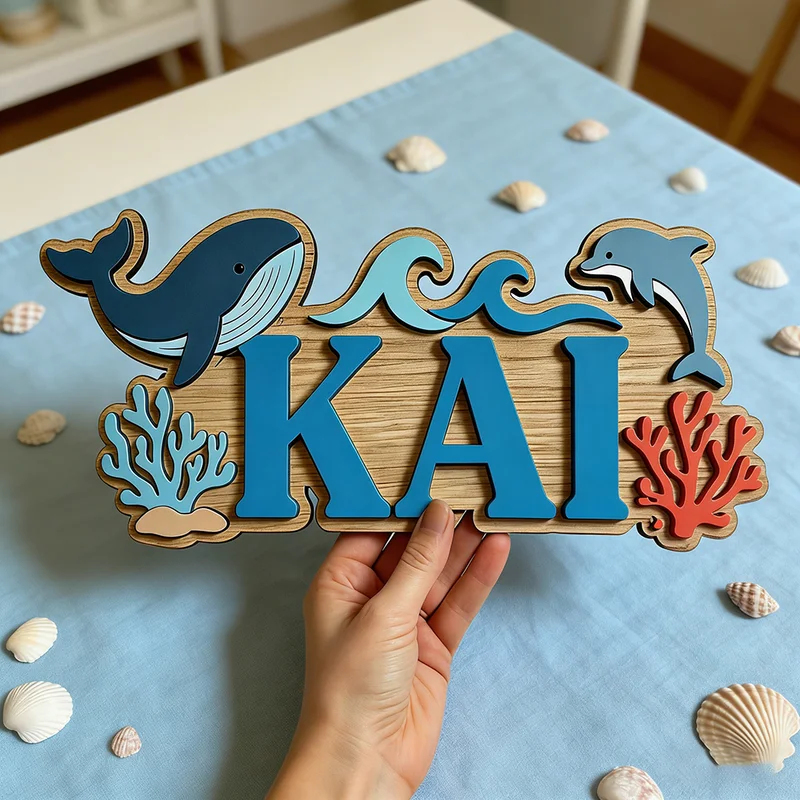 Personalisiertes Holzschild mi – Baby Nursery Ocean Theme Bewertung und Preis