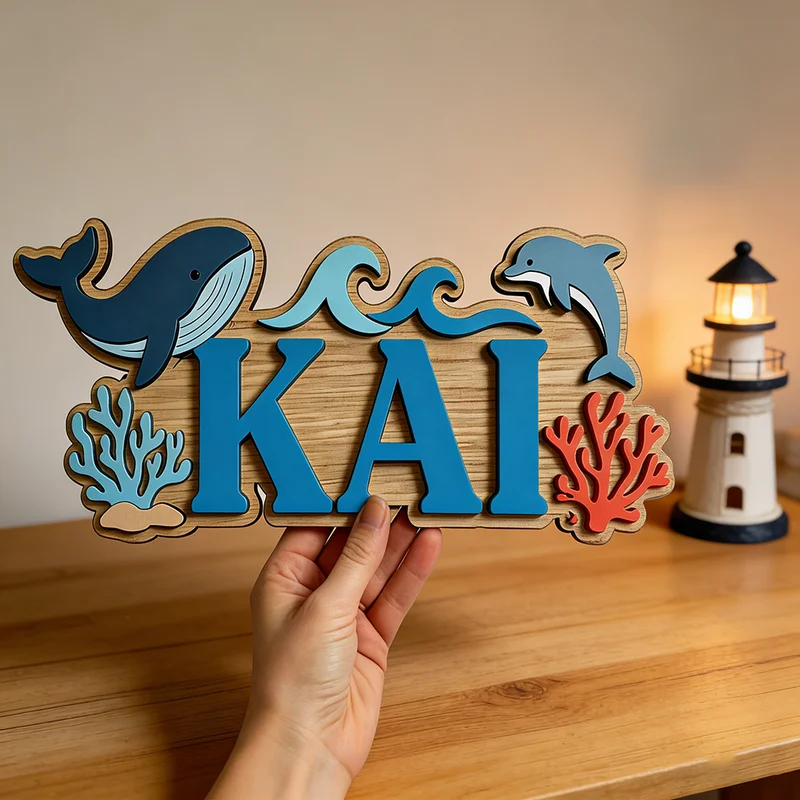 Personalisiertes Holzschild mi – Baby Nursery Ocean Theme Bewertung und Preis