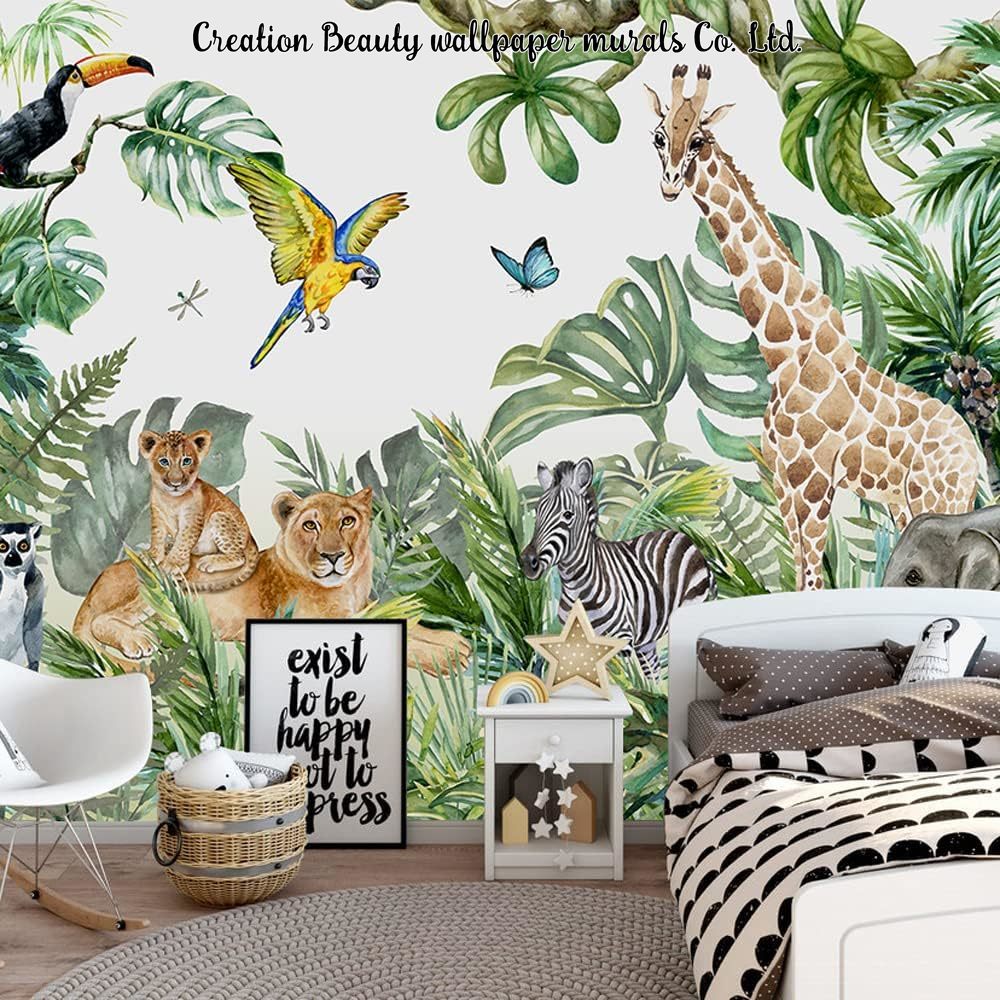 Aquarell-Tiere Dschungel-Tapet – Baby Nursery Jungle Wallpaper Bewertung und Preis