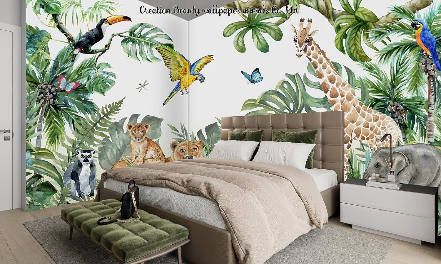 Aquarell-Tiere Dschungel-Tapet – Baby Nursery Jungle Wallpaper Bewertung und Preis