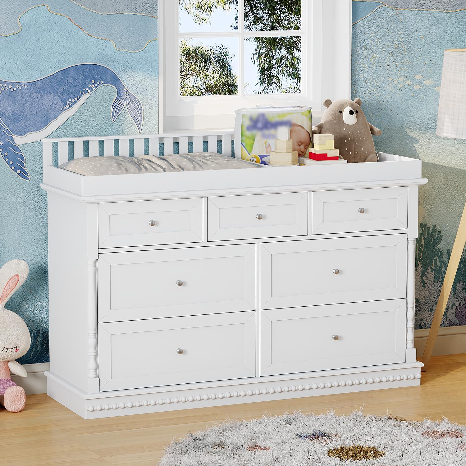 56,5 Zoll Wickeltisch mit abne – Baby Nursery Dresser Changing Table Bewertung und Preis