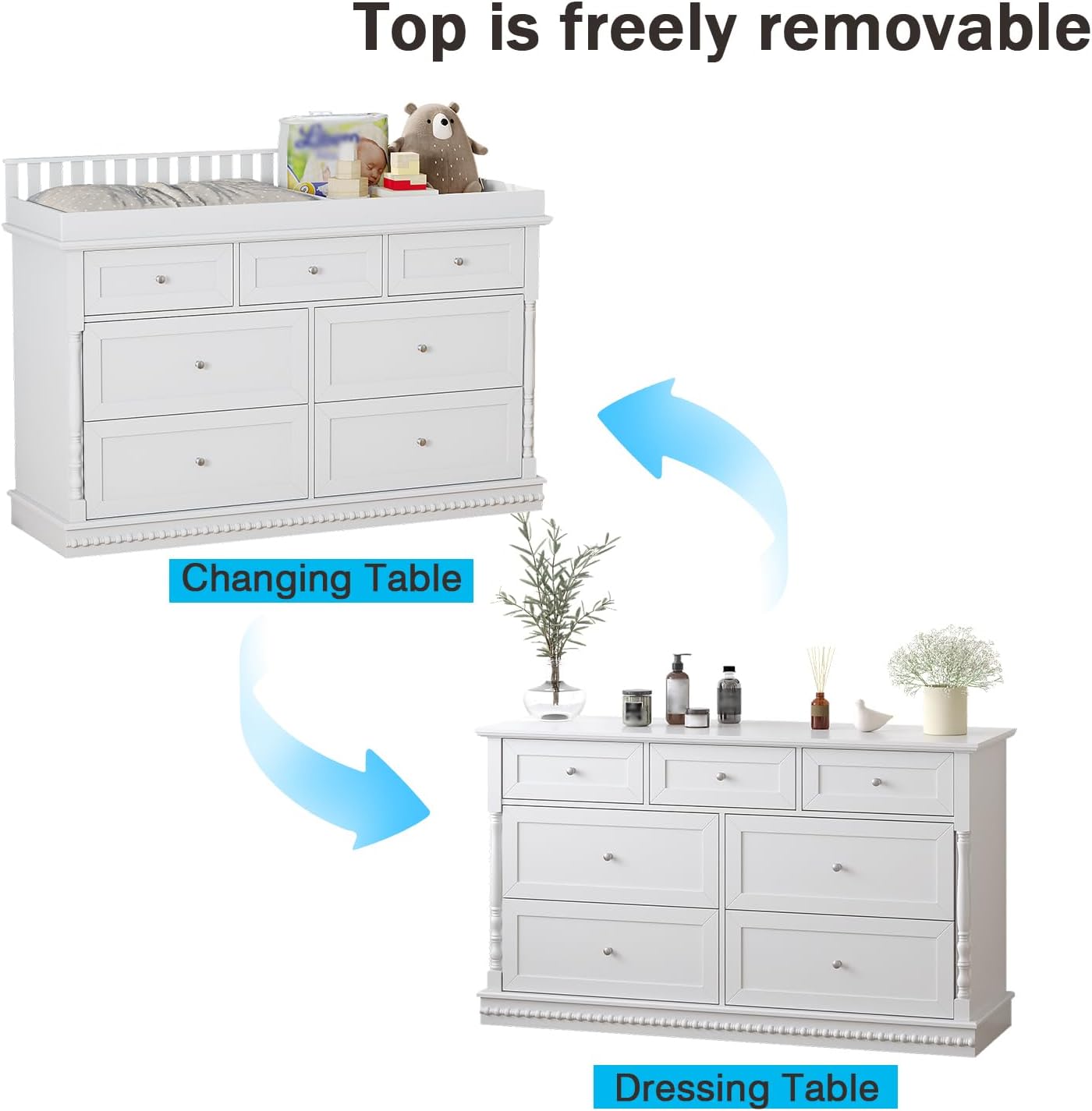 56,5 Zoll Wickeltisch mit abne – Baby Nursery Dresser Changing Table Bewertung und Preis