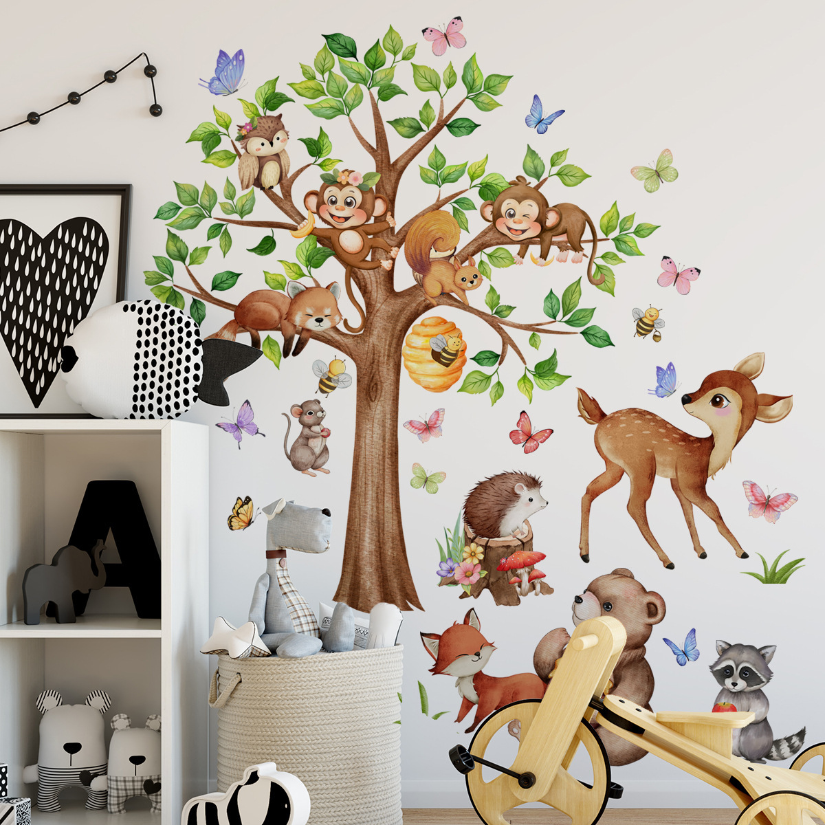 Cartoon Dschungel Tier Baum Wa – Baby Nursery Jungle Wallpaper Bewertung und Preis