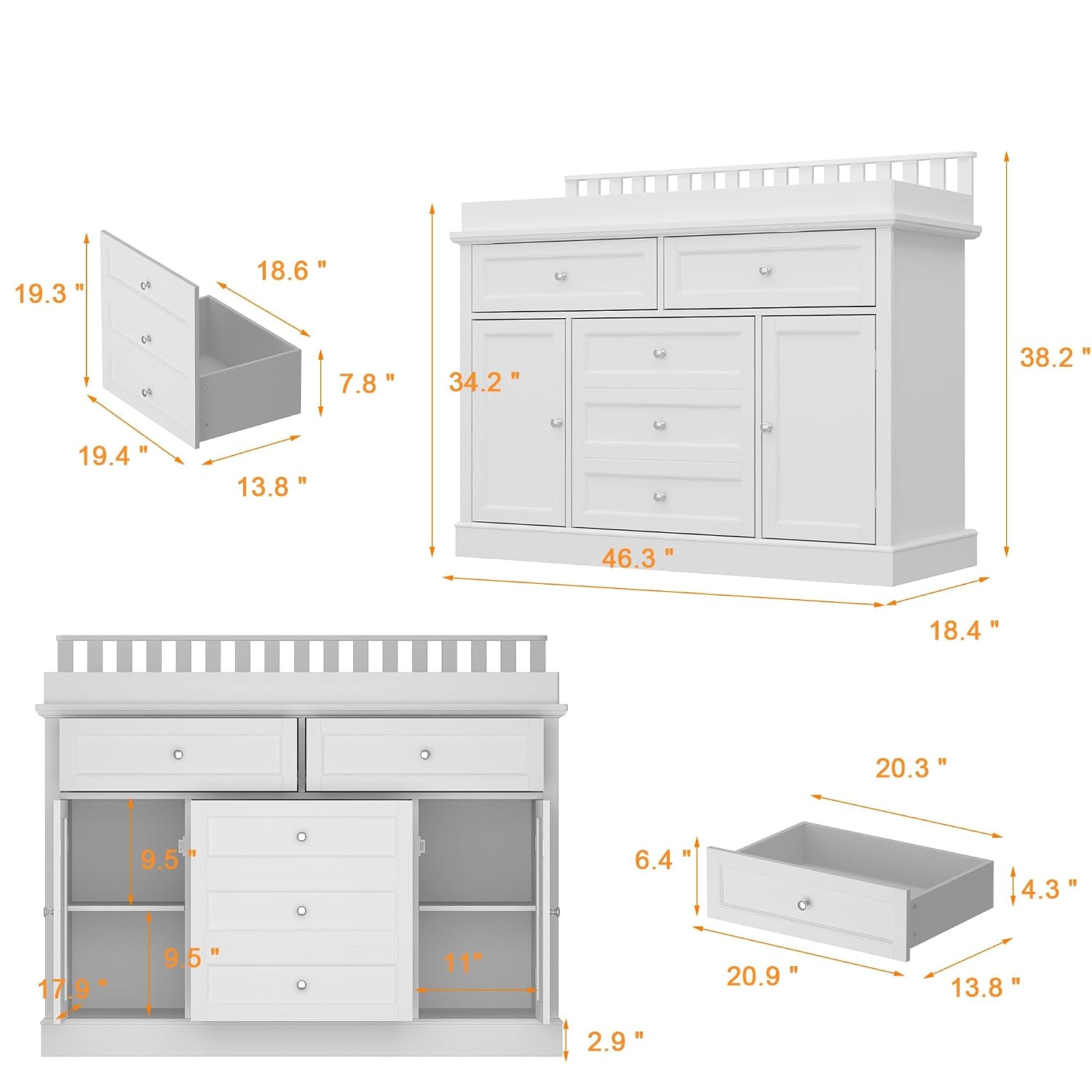 46-Zoll-Wickeltisch für das Ki – Baby Nursery Dresser Changing Table Bewertung und Preis