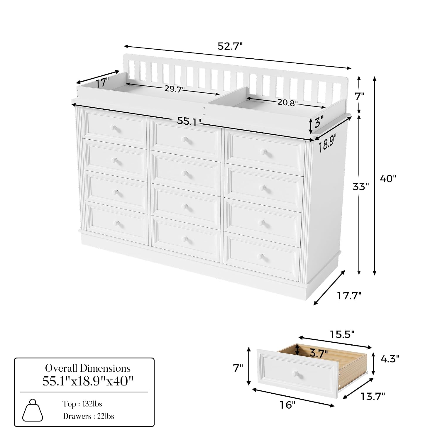 Baby-Wickelkommode, 100% Massi – Baby Nursery Dresser Changing Table Bewertung und Preis