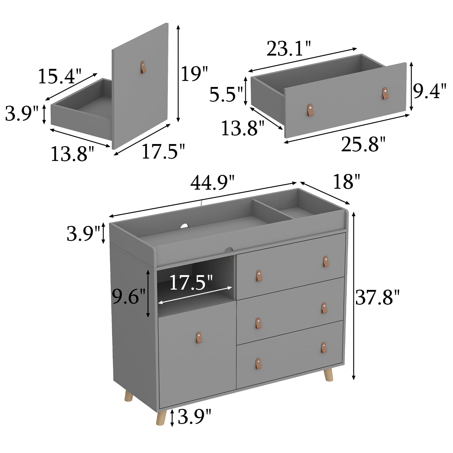 Baby-Kommode mit 4 Schubladen, – Baby Nursery Dresser Changing Table Bewertung und Preis