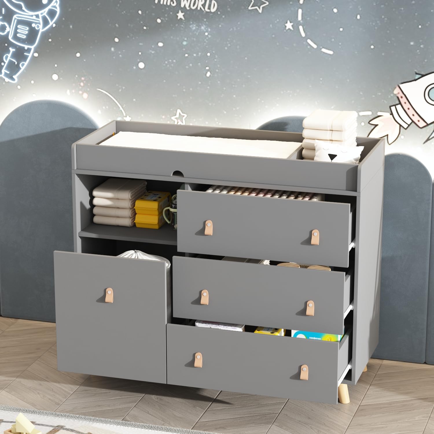 Baby-Kommode mit 4 Schubladen, – Baby Nursery Dresser Changing Table Bewertung und Preis