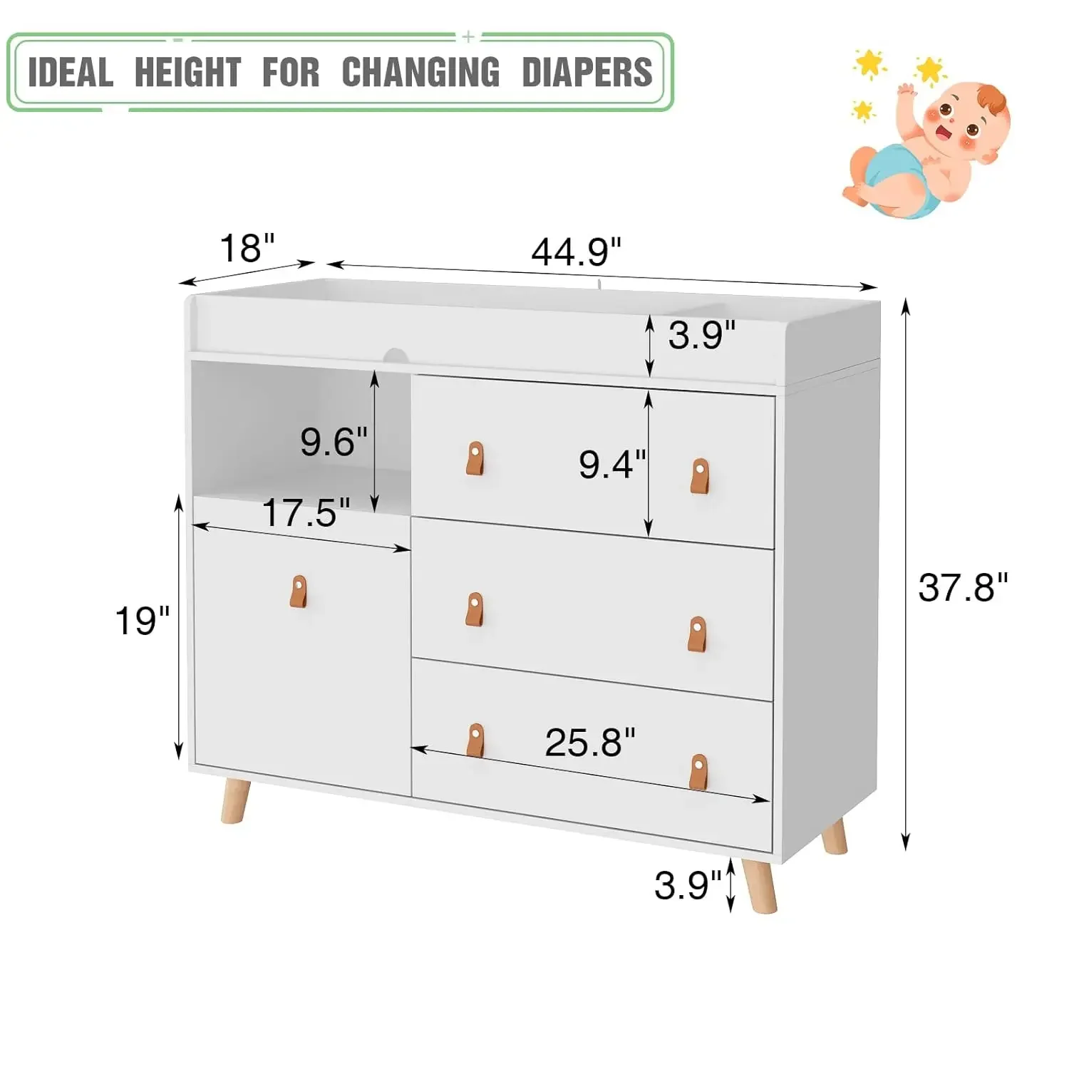 Baby-Kommode mit Wickelaufsatz – Baby Nursery Dresser Changing Table Bewertung und Preis