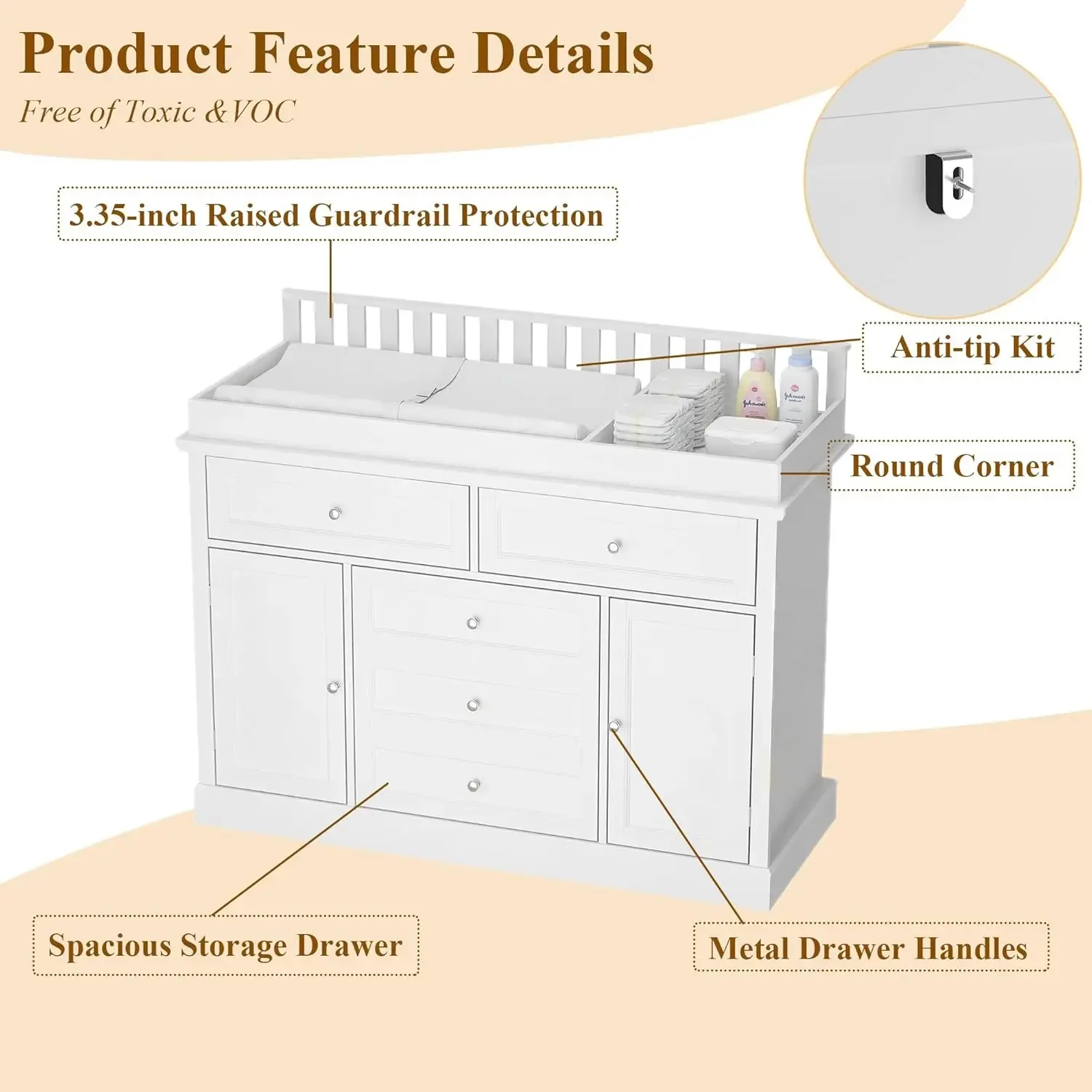 46 Baby-Kommode mit Wickelaufs – Baby Nursery Dresser Changing Table Bewertung und Preis